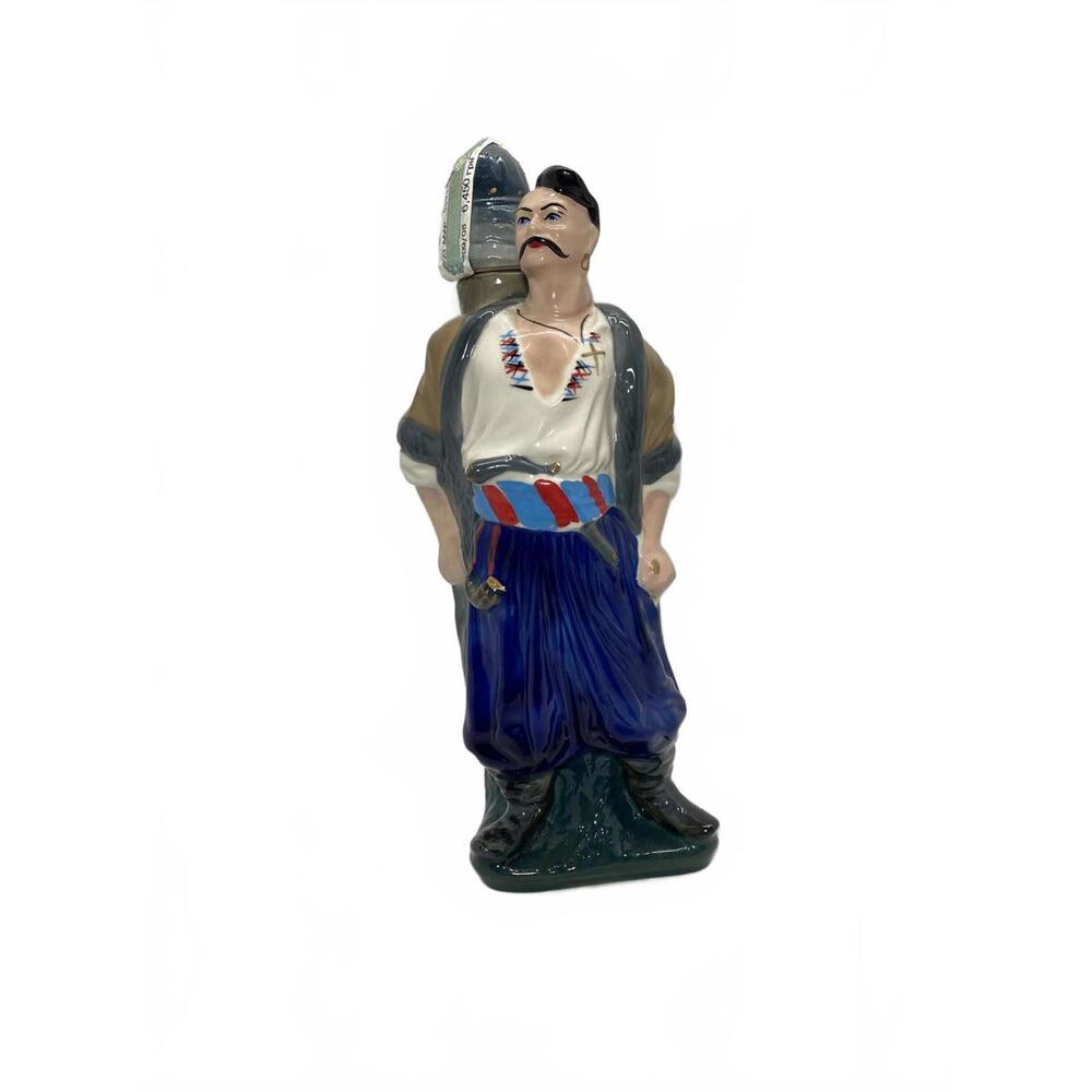 Vintage Soviet Porcelain Figure Statue Vodka Decanter Cossack 1970's